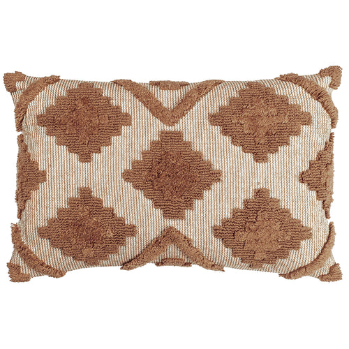 Geometric Brown Cushions - Lamar Tufted Diamond Cushion Cover Cinnamon furn.