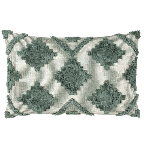 Geometric Green Cushions - Lamar Tufted Diamond Cushion Cover Eucalyptus furn.