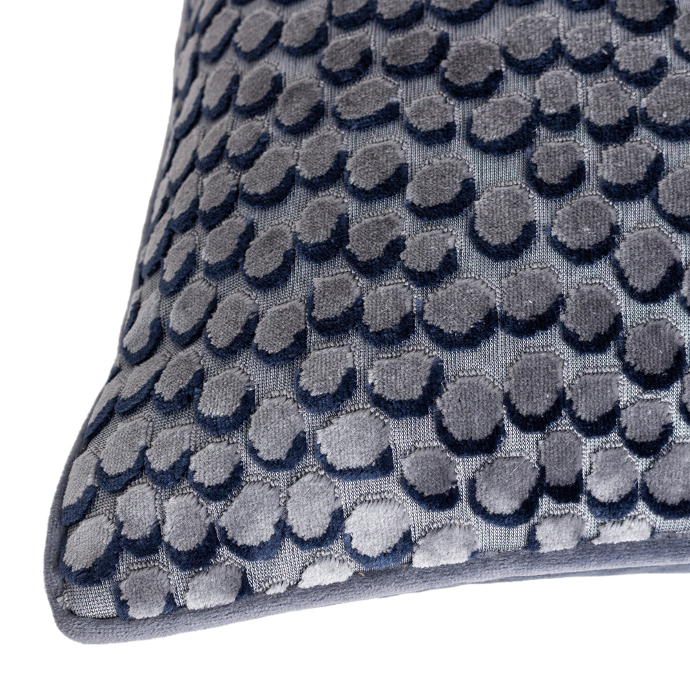 Lanzo Cut Velvet Piped Cushion Dusk
