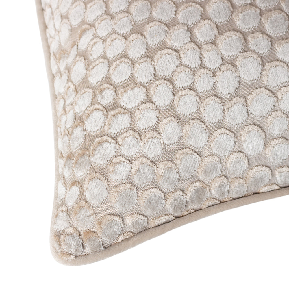Lanzo Cut Velvet Piped Cushion Moonbeam