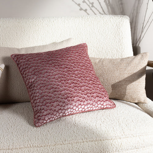 Spotted Pink Cushions - Lanzo Cut Velvet Piped Cushion Cover Plaster Pink HÖEM
