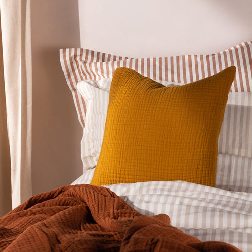Plain Orange Cushions - Lark Muslin Crinkle Cotton Cushion Cover Cumin Yard