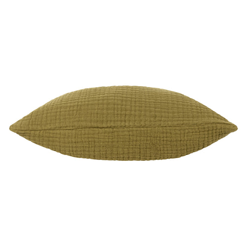 Plain Green Cushions - Lark Muslin Crinkle Cotton Cushion Cover Khaki Yard