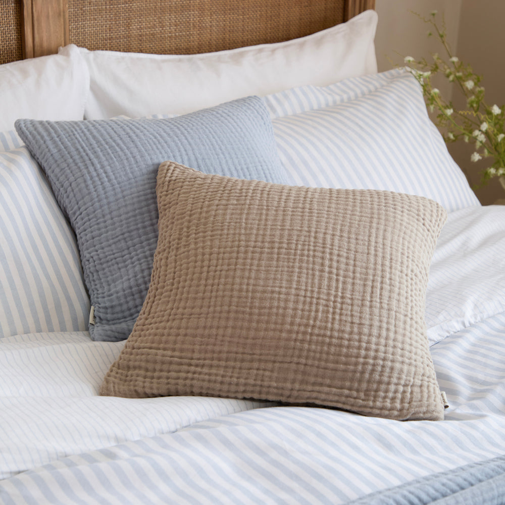 Lark Muslin Cotton Cushion Mineral Blue