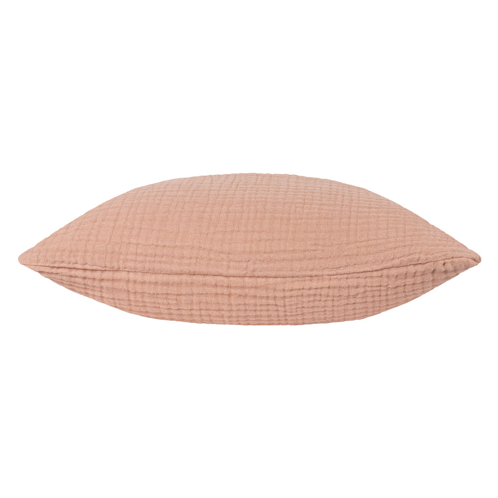 Lark Muslin Crinkle Cotton Cushion Pink Clay
