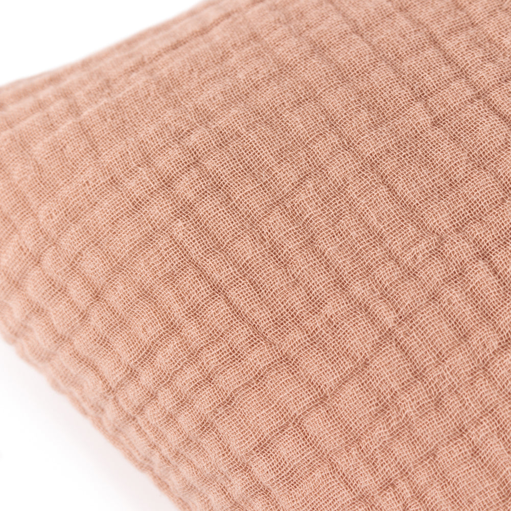 Lark Muslin Crinkle Cotton Cushion Pink Clay