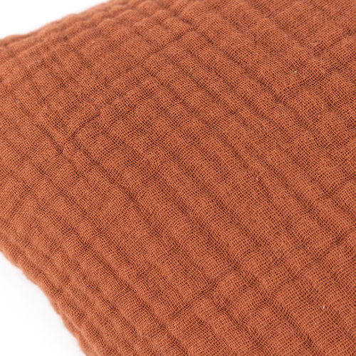Plain Red Cushions - Lark Muslin Crinkle Cotton Cushion Cover Pecan Yard