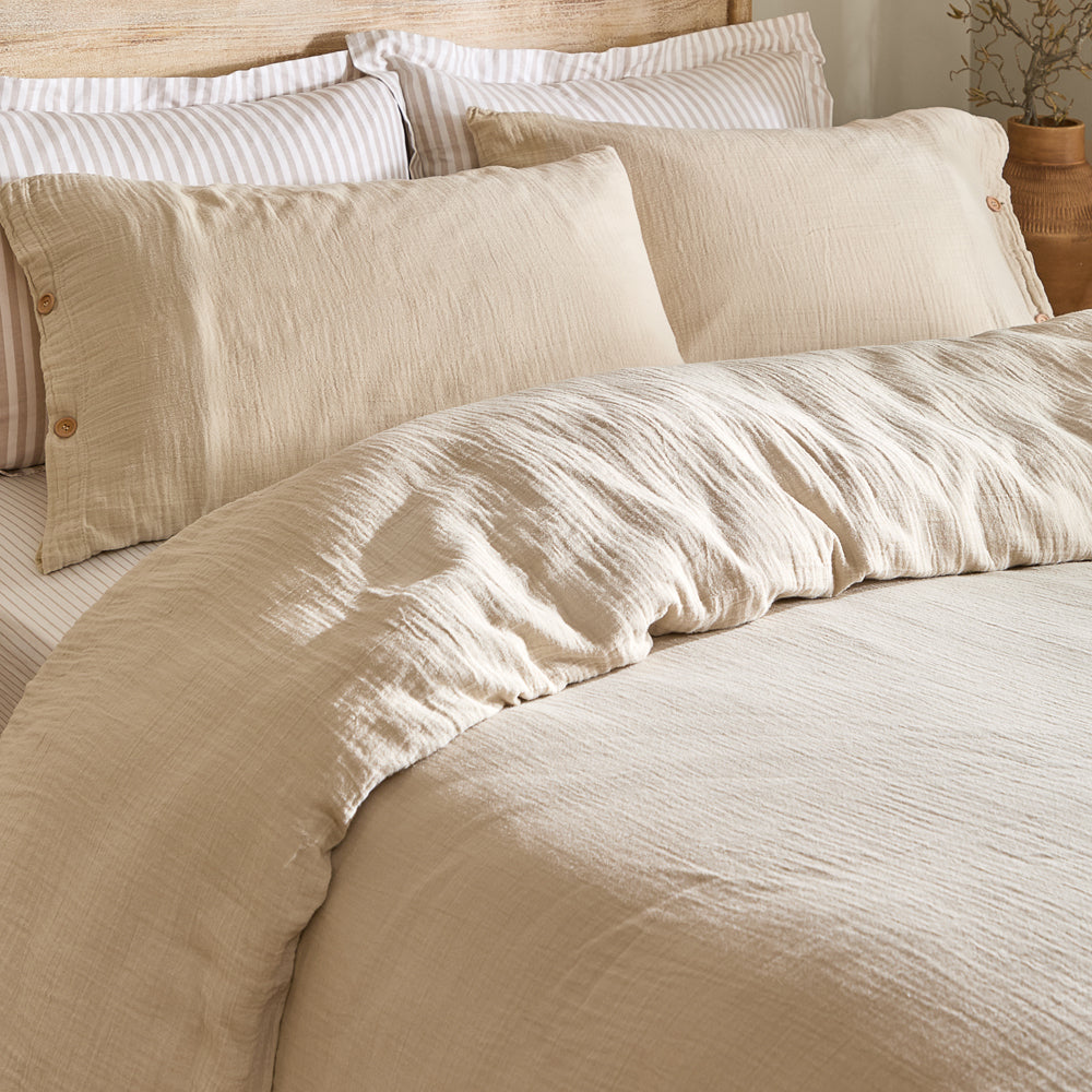 Lark Cotton Muslin Duvet Cover Set Natural