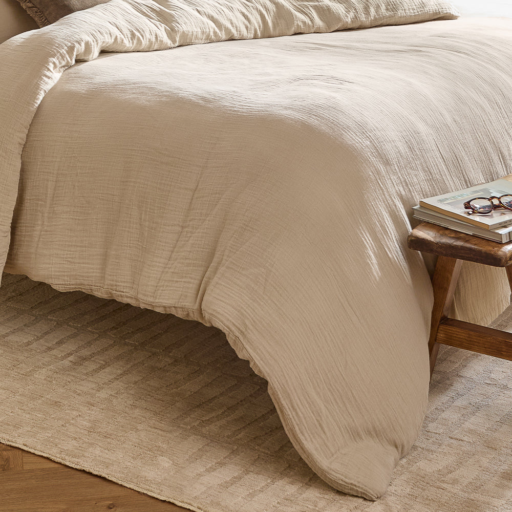 Lark Cotton Muslin Duvet Cover Set Natural