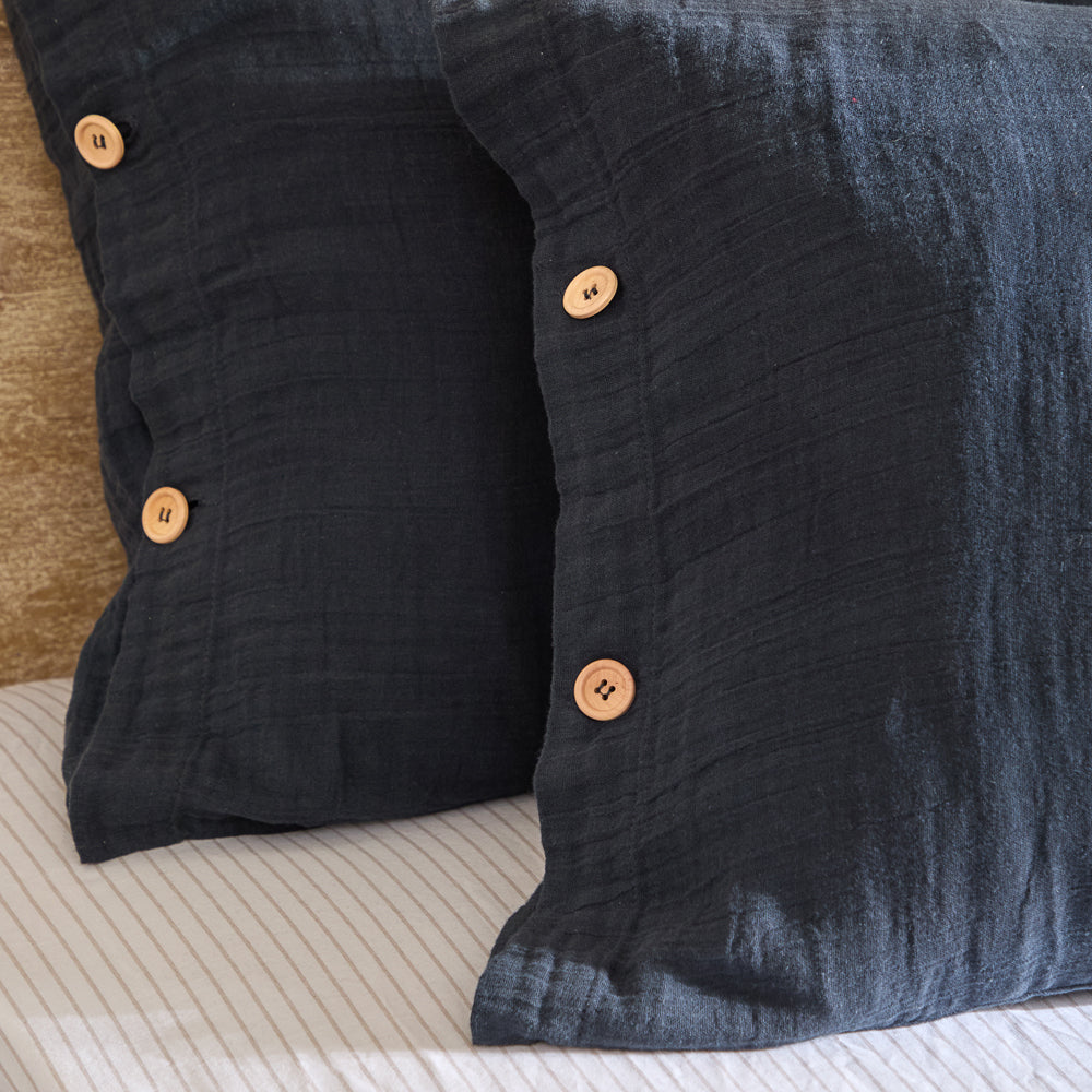 Lark Cotton Muslin Duvet Cover Set Navy