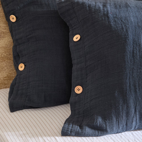 Lark Muslin 100% Cotton Duvet Cover Set Navy