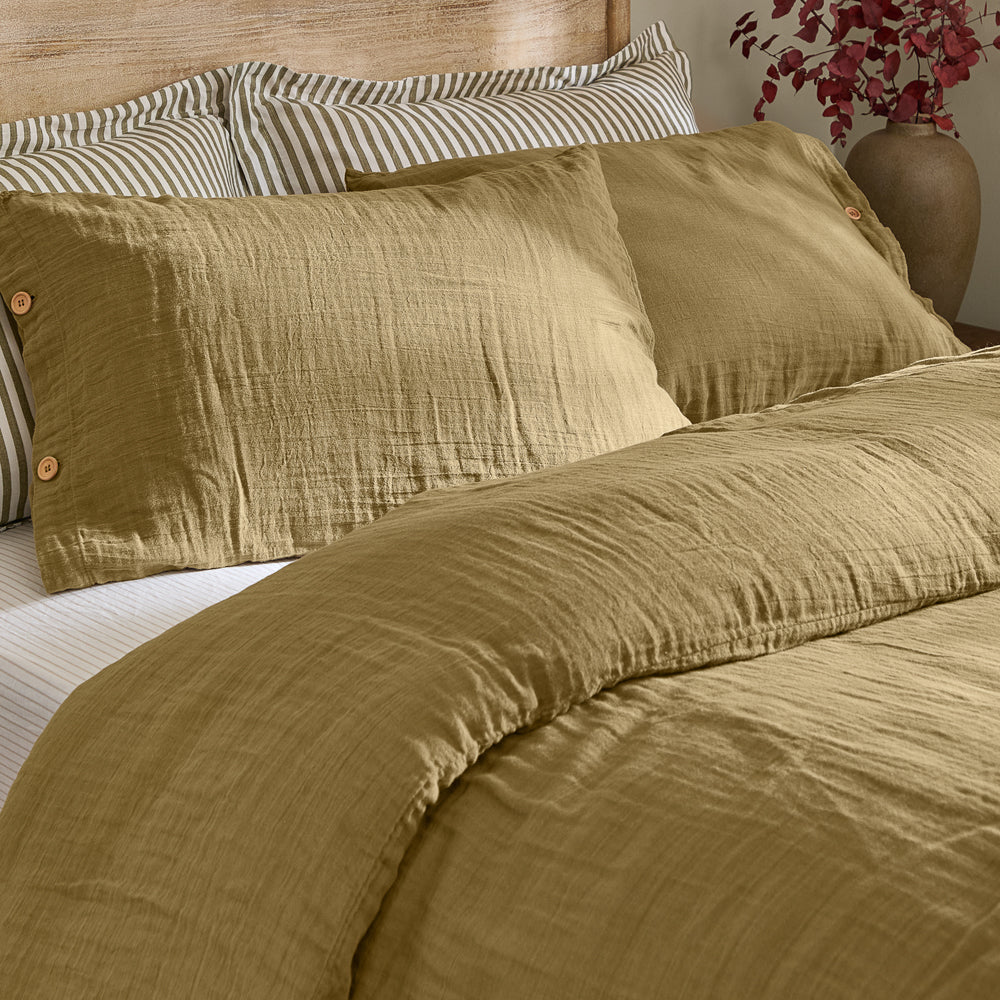 Lark Cotton Muslin Duvet Cover Set Olive