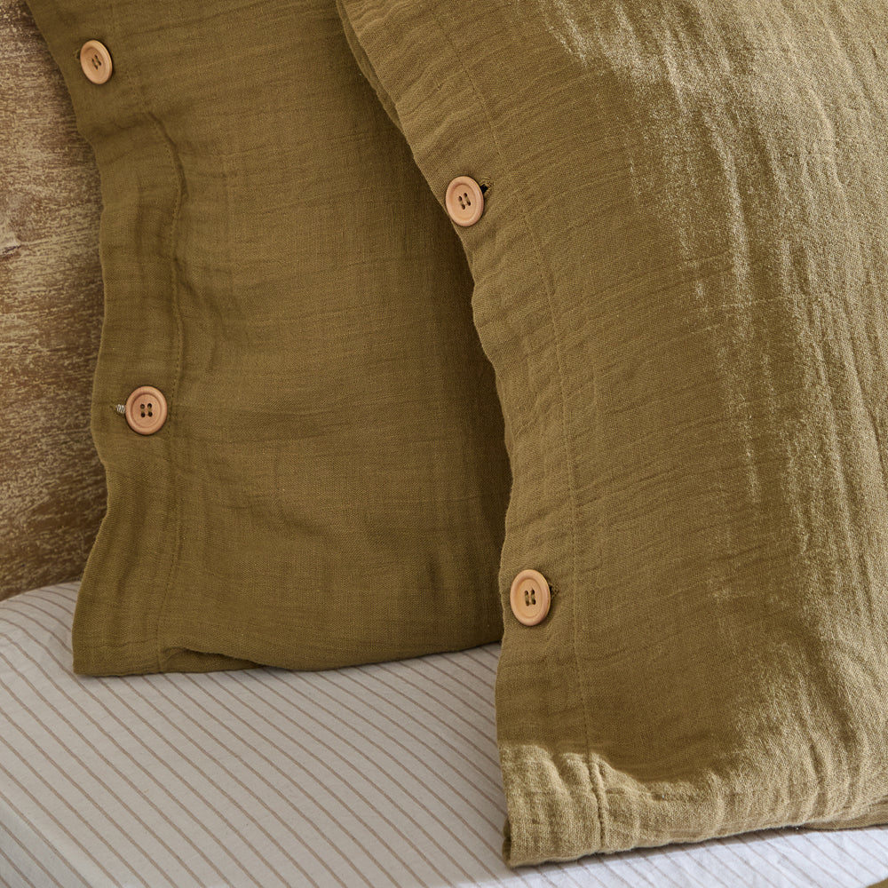 Lark Cotton Muslin Duvet Cover Set Olive