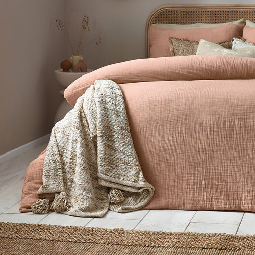 Plain Pink Bedding - Lark Cotton Muslin Duvet Cover Set Pink Clay Yard