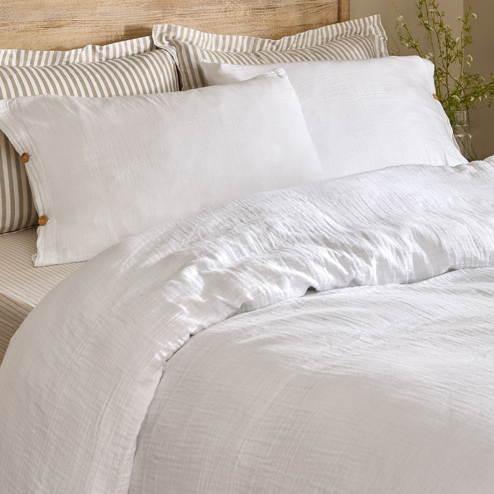 Lark Cotton Muslin Duvet Cover Set White