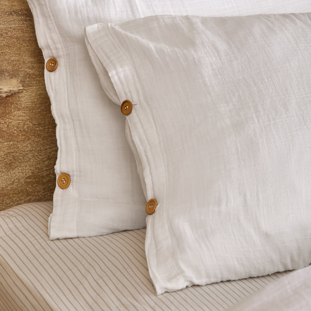 Lark Cotton Muslin Duvet Cover Set White