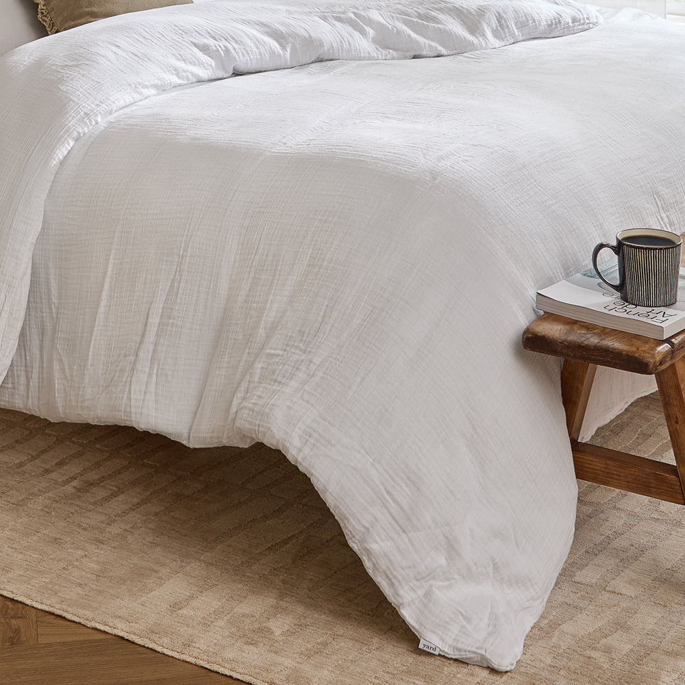 Lark Cotton Muslin Duvet Cover Set White