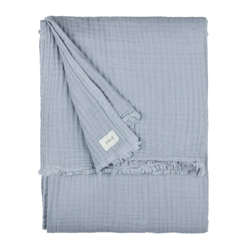 Lark Muslin Cotton Throw Mineral Blue