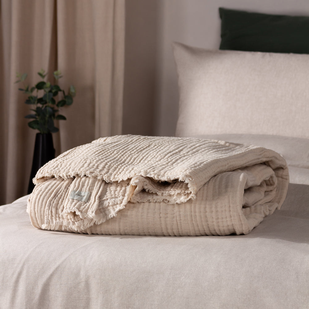 Lark Muslin Cotton Throw Natural