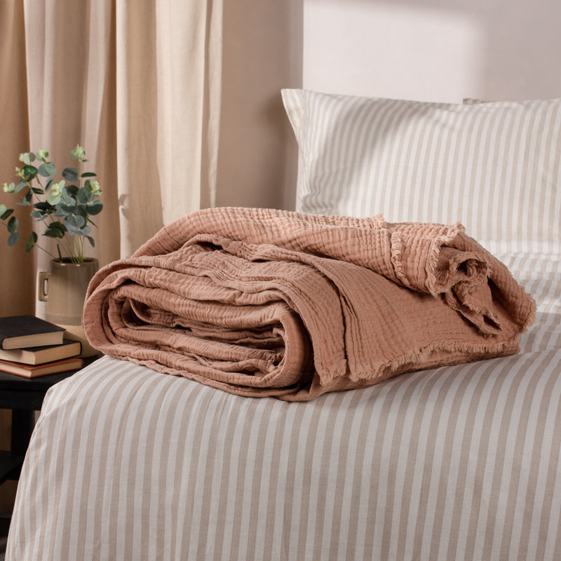 Yard Lark Crinkle Cotton Throw in Pink Clay