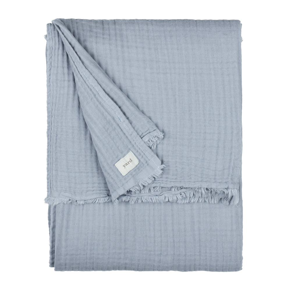 Lark Oversized Muslin Cotton Throw Mineral Blue
