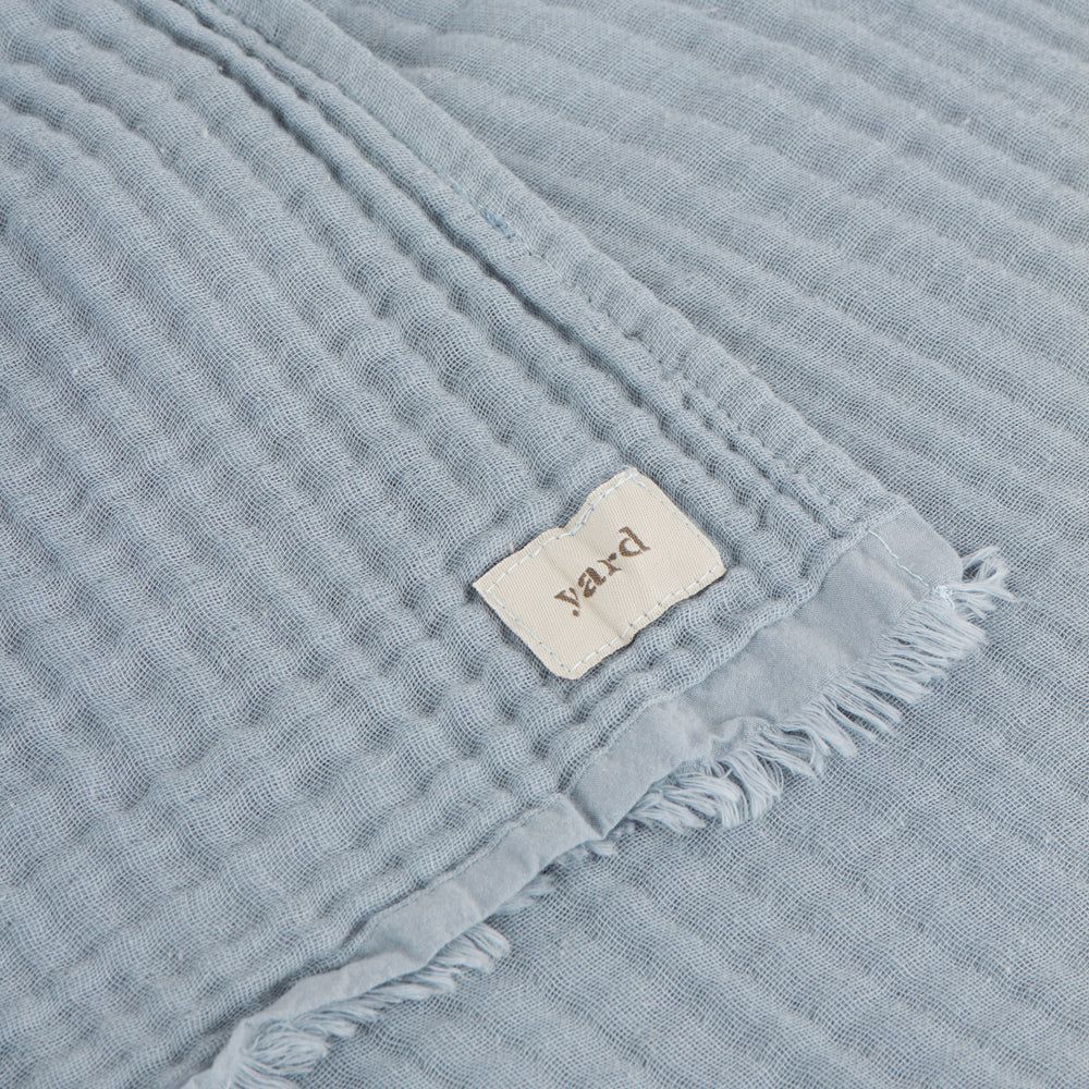 Lark Oversized Muslin Cotton Throw Mineral Blue