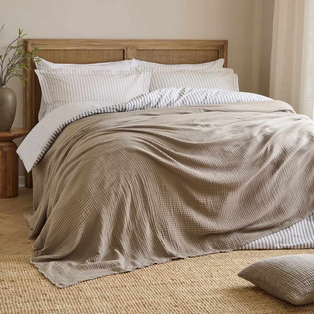 Plain Brown Throws - Lark Muslin Cotton Oversized Throw Mole Yard