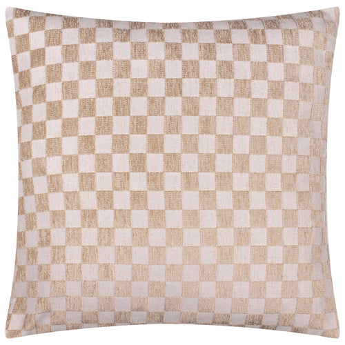 Check Beige Cushions - Larro Chenille Checkerboard Feather Filled Cushion Natural Hoem