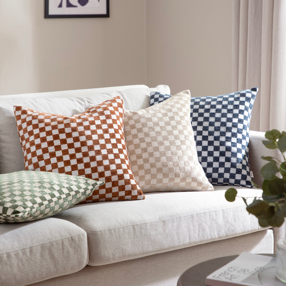 Larro Chenille Checkerboard Cushion Natural