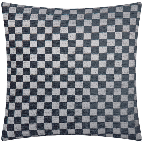 Larro Chenille Checkerboard Cushion Slate Blue