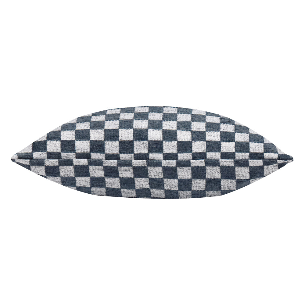 Larro Chenille Checkerboard Cushion Slate Blue