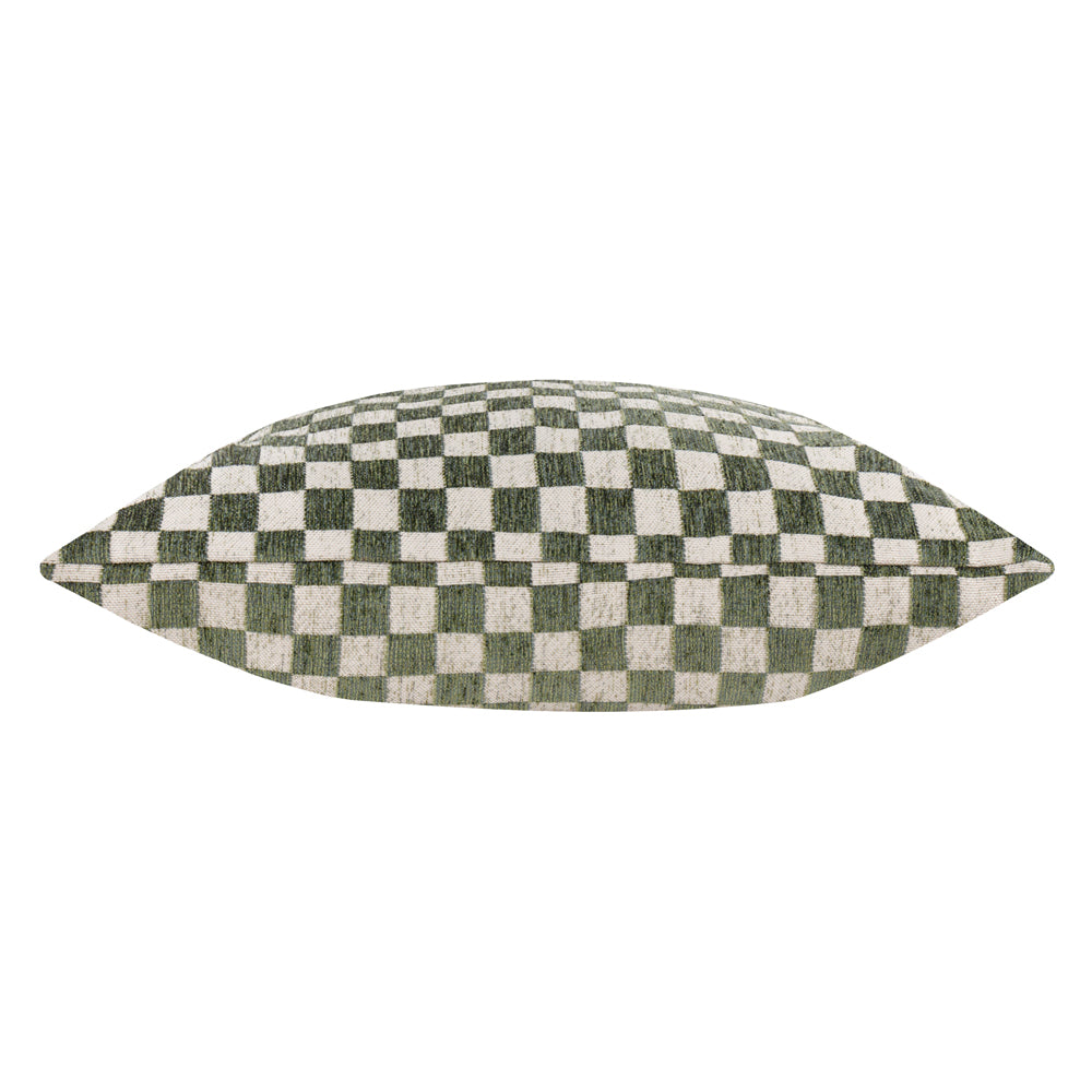 Larro Chenille Checkerboard Cushion Smoke Green