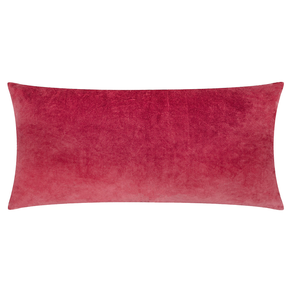 Laurel Embroidered Velvet Cushion Ruby/Gold