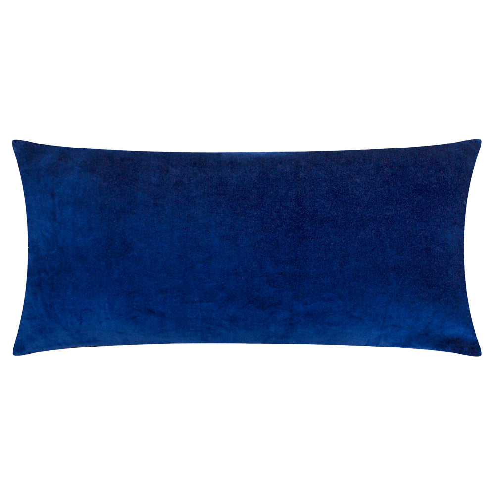 Laurel Embroidered Velvet Cushion Rose/Blue