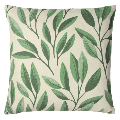 Floral Beige Cushions - Laurel Botanical Cushion Cover Forest Green Paoletti