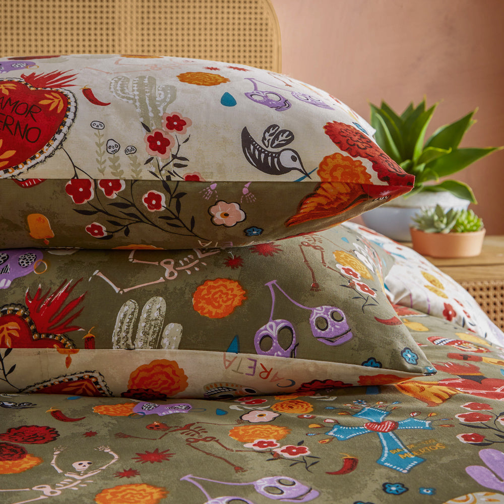 La Vida Festive Reversible Duvet Cover Set Multicolour