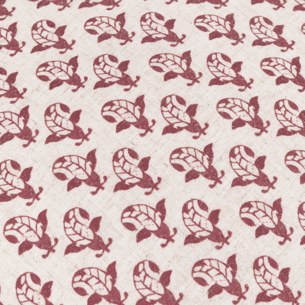 Lulah Block Printed Ruffle Cushion Linen/Red