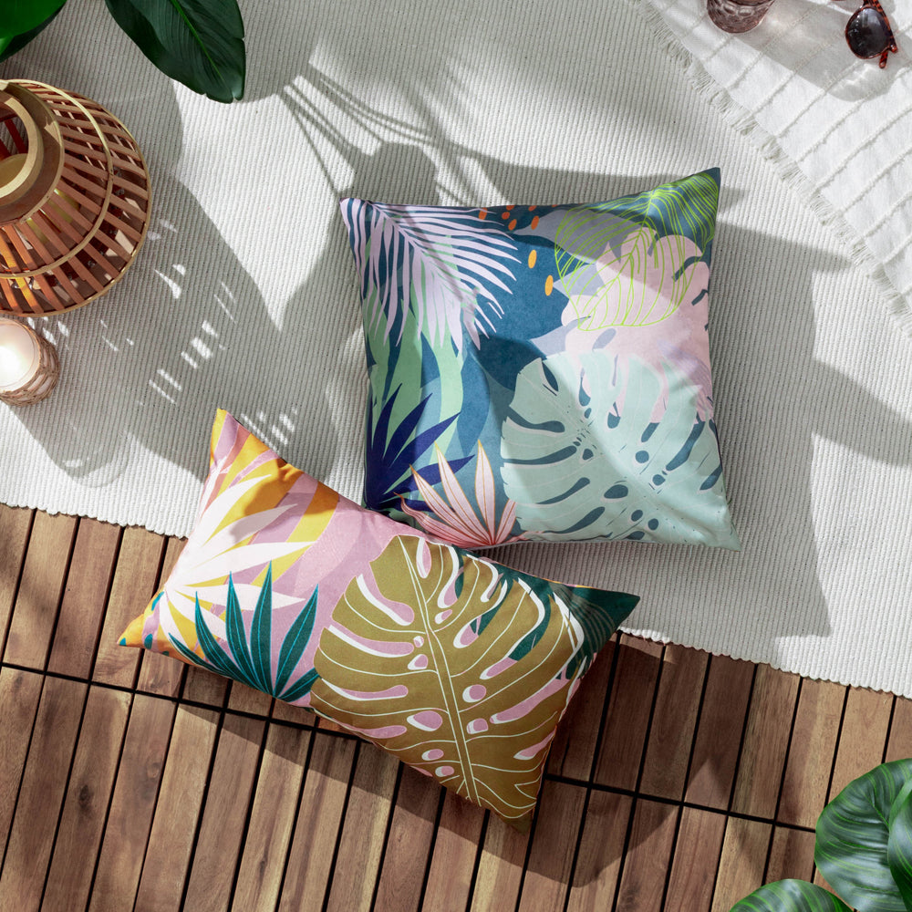 Leafy Rectangular Outdoor Cushion Blush