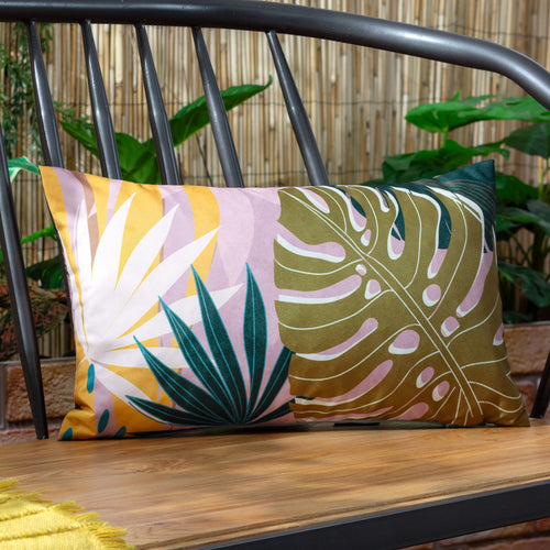 Jungle Pink Cushions - Leafy Rectangular Outdoor Cushion Cover Blush furn.