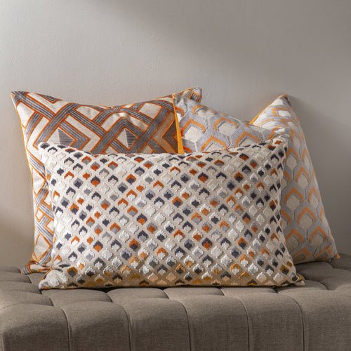 Geometric Grey Cushions - Ledbury  Cushion Cover Ginger/Grey Paoletti
