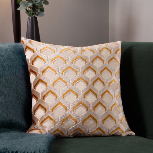 Geometric Beige Cushions - Ledbury  Cushion Cover Gold Paoletti