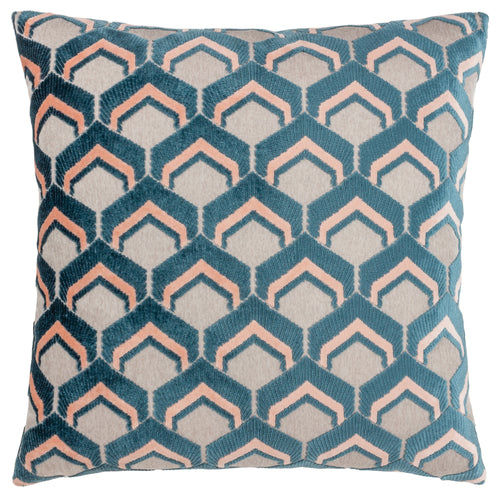 Geometric Blue Cushions - Ledbury  Cushion Cover Smoke/Rose Paoletti
