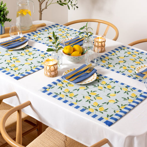 Floral Blue Accessories - Lemons Set of 4 Indoor/Outdoor Placemats Blue furn.