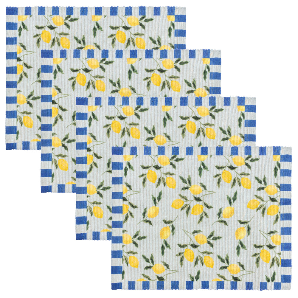 Lemons Set of 4 Indoor/Outdoor Placemats Blue