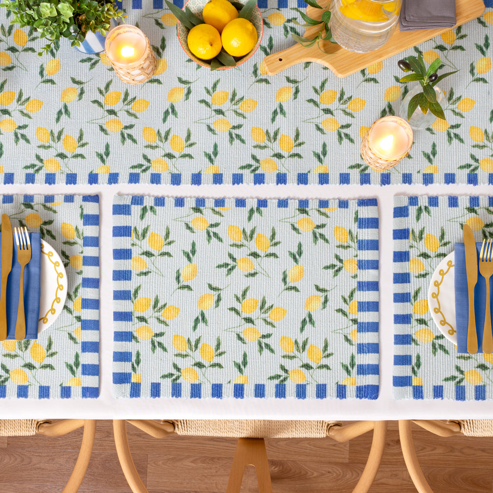 Lemons Set of 4 Indoor/Outdoor Placemats Blue
