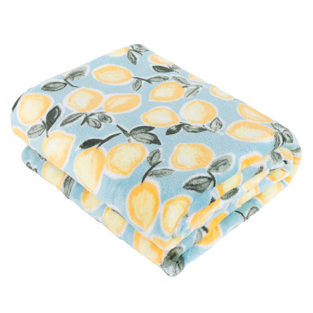 Lemons Fleece Throw Blue