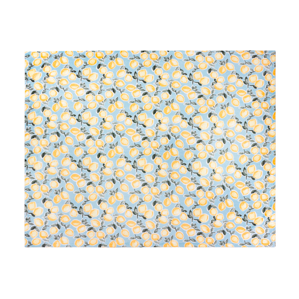 Lemons Fleece Throw Blue