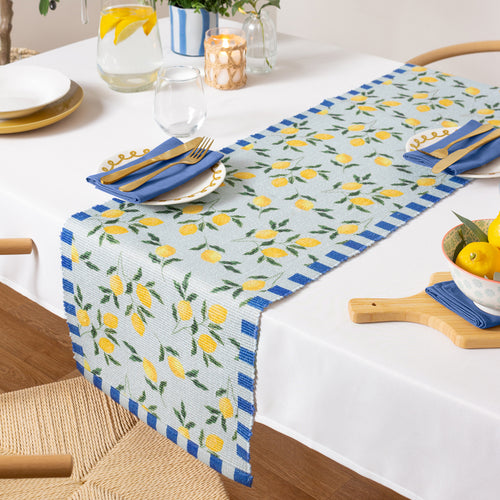 Floral Blue Accessories - Lemons Indoor/Outdoor Table Runner Blue furn.