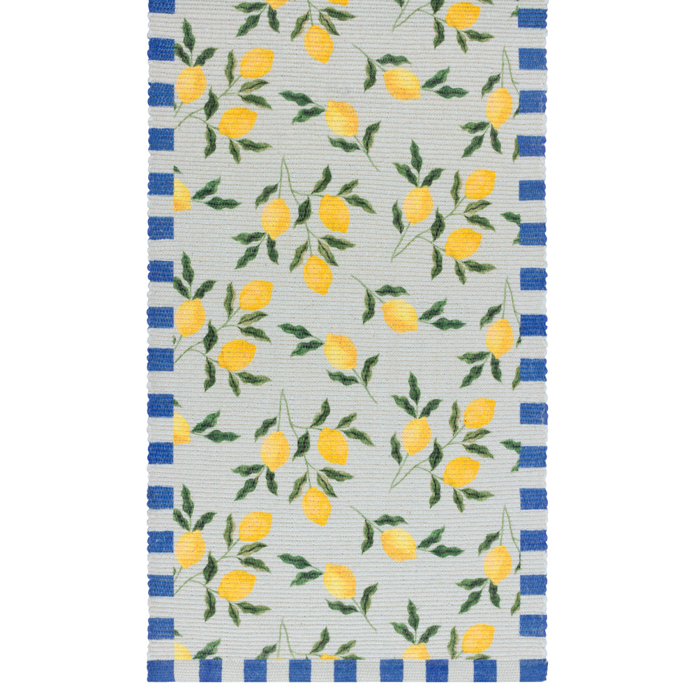 Lemons Indoor/Outdoor Table Runner Blue