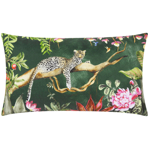 Jungle Green Cushions - Leopard Rectangular Outdoor Cushion Cover Forest Evans Lichfield